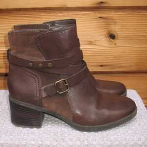 Brown Buckle  Ankle Boots